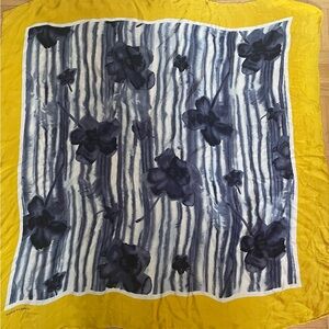 Anne Klein Yellow and Gray Silk Scarf